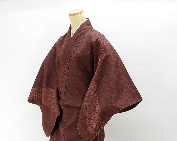 訪問着 未着用美品 正絹 川村久太郎 霰笹幾何模様 身丈160cm 裄丈64.5cm 紬訪問着 未使 訪問着 未着用美品 正絹 川村久太郎 霰笹幾何模様 身丈160cm 裄丈64.5cm 紬訪問着 未使