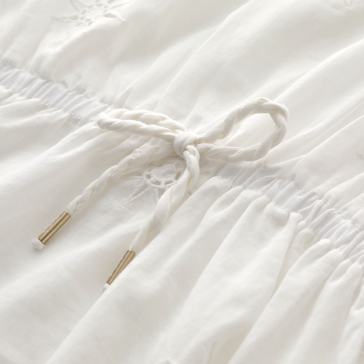 Chloe KIDS クロエ キッズ ブラウス C20062 レディース ガールズ 半袖 コットン Vネック 刺繍 スター 星 117/OFF-WHITE