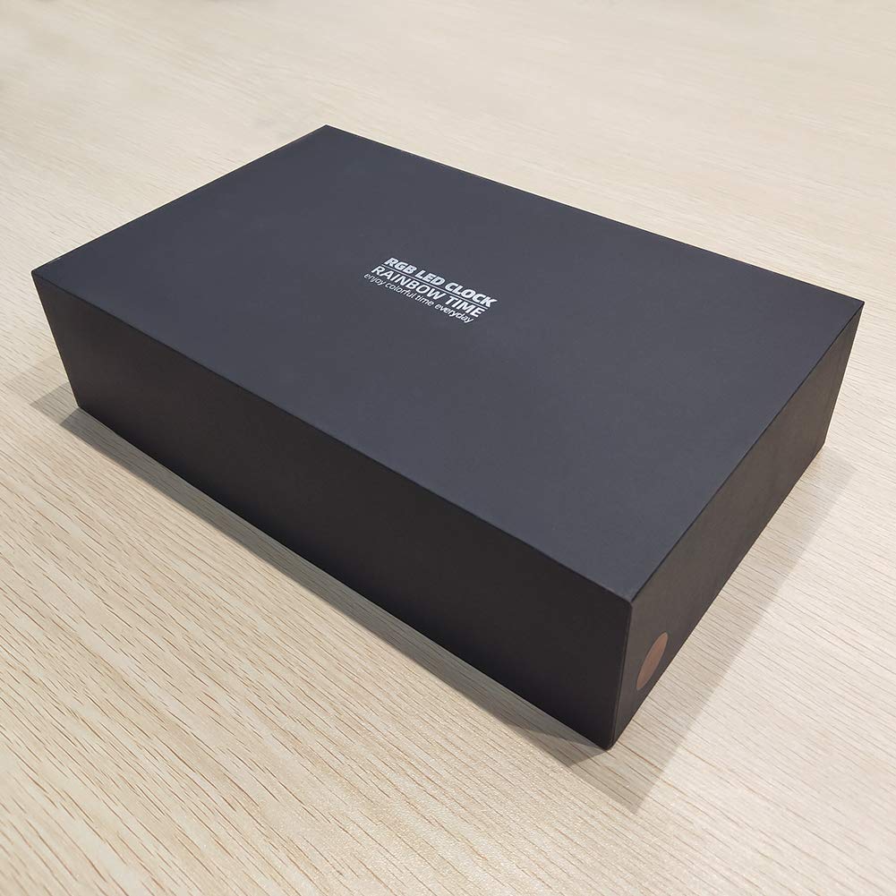 RISEN ニキシー管風置き時計 レトロモダン木製クロック 1600万色 RGBフルカラーLEDデジタル DIY卓上時計インテリア (ブラックウォールナット)