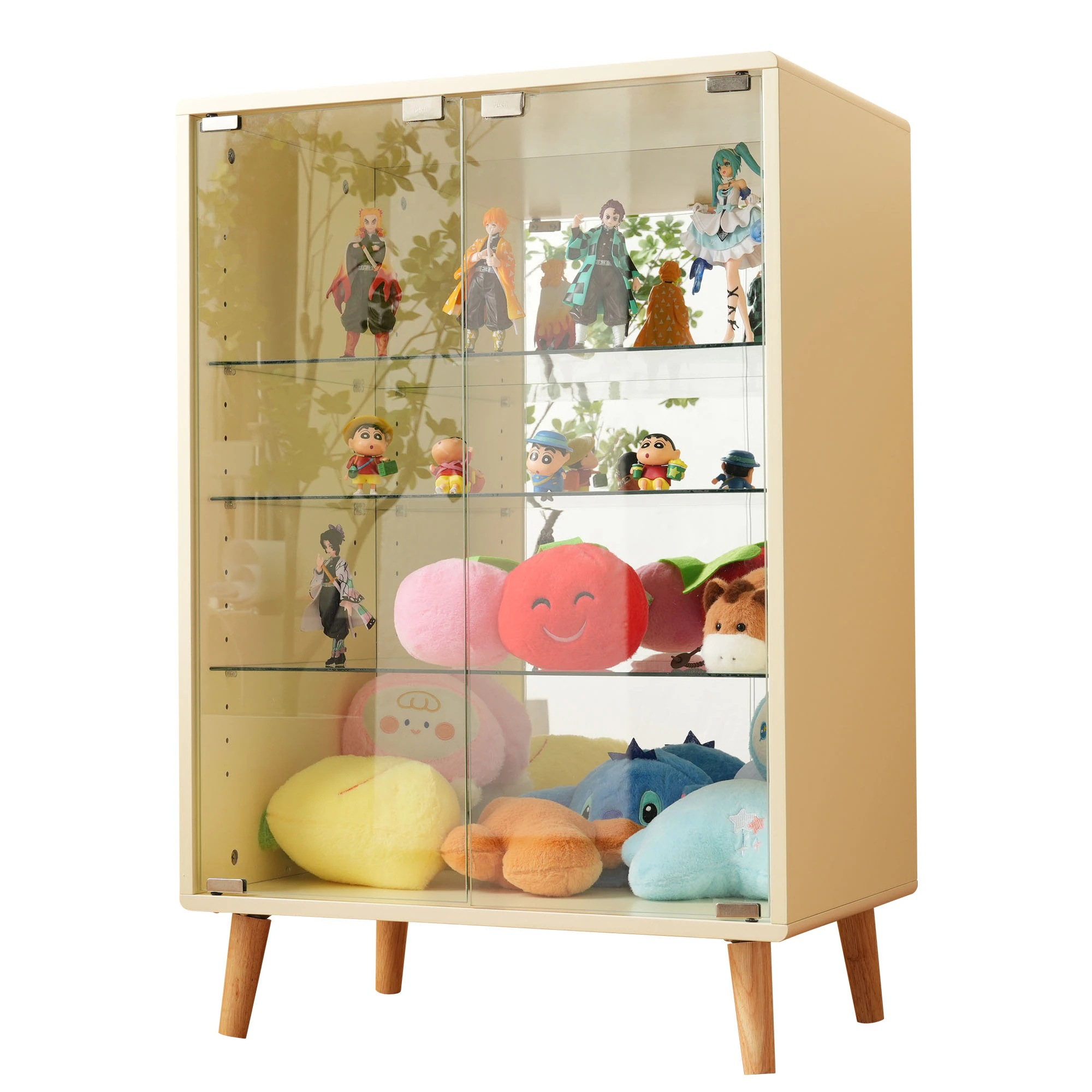 334コレクションケース ワイド 大容量 コレクションシェルフ ガラスディスプレイキャビネット 4段 高さ調節可能 背面ミラー 強化ガラス棚 サイズ:幅60*奥行43*高さ88CM ベージュ 334コレクションケース ワイド 大容量 コレクションシェルフ ガラスディスプレイキャビネット 4段 高さ調節可能 背面ミラー 強化ガラス棚 サイズ:幅60*奥行43*高さ88CM ベージュ