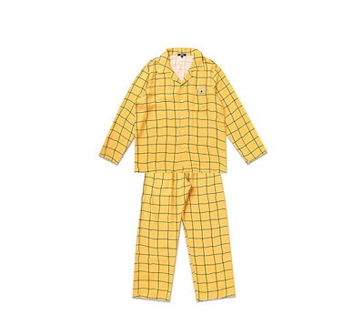 クレヨン柄イエローパジャマセット クレヨンしんちゃん パジャマ総柄 Tシャツ(サックス) Lサイズ