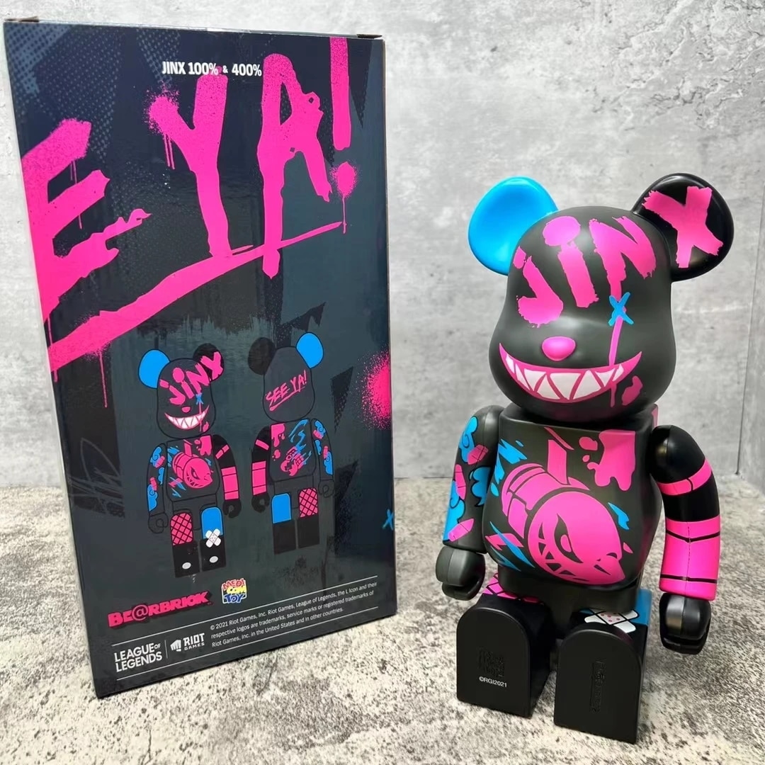 ベアブリック 400% 28 センチメートル Be@rbrickly リーグオブレジェンド LOL ジンクス ランナウェイ ロリ グラフィティ JINX 400% デスクトップ オーナメント