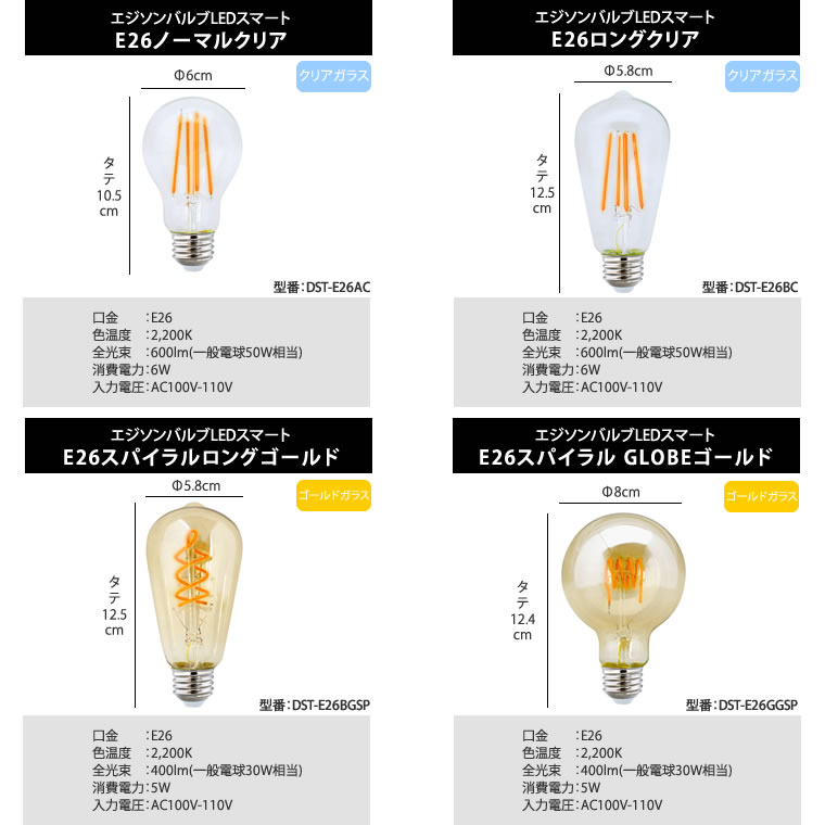 2個セットスマートLED電球 エジソンバルブLEDスマート E26 Wi-Fi電球 エジソンスマート 2個セットスマートLED電球 エジソンバルブLEDスマート E26 Wi-Fi電球 エジソンスマート