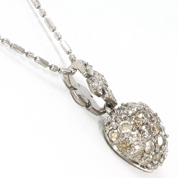 K18 18金 WG ネックレス ブラウンダイヤ 0.50 ダイヤ 0.03 ジュエリー 中古 K18 18金 WG ネックレス ブラウンダイヤ 0.50 ダイヤ 0.03 ジュエリー 中古