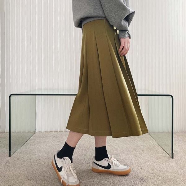 プリーツ スカート ロング スカート マキシ スカート ボトムス ハイ ウエスト Aライン ミモレ 丈 マキシ丈 ゆったり オフィス スタイル エレガント スタイル カジュアル スタイル ラウンジ l プリーツ スカート ロング スカート マキシ スカート ボトムス ハイ ウエスト Aライン ミモレ 丈 マキシ丈 ゆったり オフィス スタイル エレガント スタイル カジュアル スタイル ラウンジ l