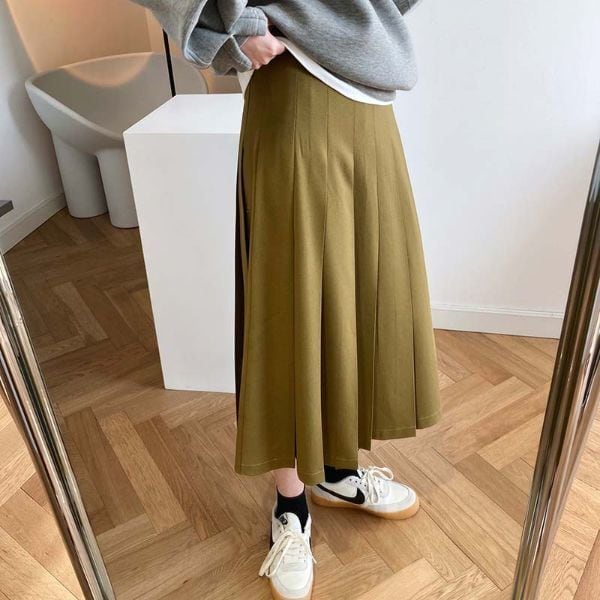 プリーツ スカート ロング スカート マキシ スカート ボトムス ハイ ウエスト Aライン ミモレ 丈 マキシ丈 ゆったり オフィス スタイル エレガント スタイル カジュアル スタイル ラウンジ l プリーツ スカート ロング スカート マキシ スカート ボトムス ハイ ウエスト Aライン ミモレ 丈 マキシ丈 ゆったり オフィス スタイル エレガント スタイル カジュアル スタイル ラウンジ l