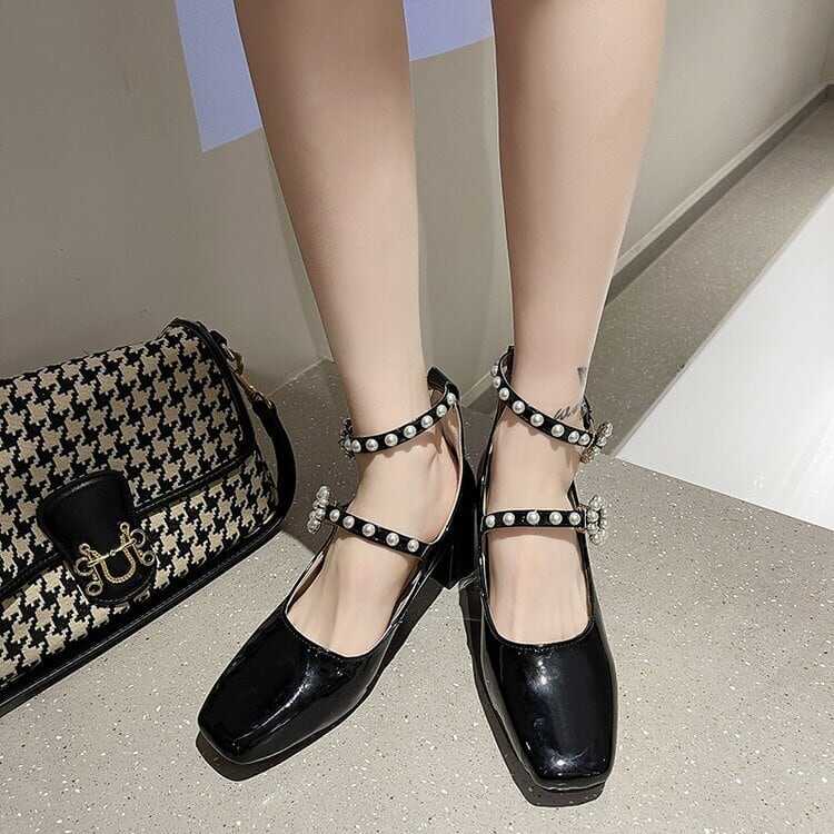 レディース ハイヒール ストラップ シューズ ヒール 5.5cmヒール チャンキーヒール 太ヒール ストラップ PU ビジュー パール フォーマル かっこいい カジュアル 大人 流行り 上品 きれいめ レディース ハイヒール ストラップ シューズ ヒール 5.5cmヒール チャンキーヒール 太ヒール ストラップ PU ビジュー パール フォーマル かっこいい カジュアル 大人 流行り 上品 きれいめ