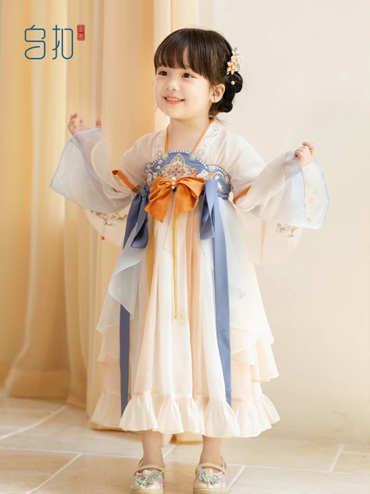 ボタン漢服女子児童超仙児童中仙気襦スカート古ワンピース