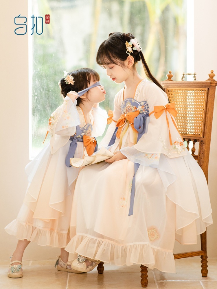 ボタン漢服女子児童超仙児童中仙気襦スカート古ワンピース