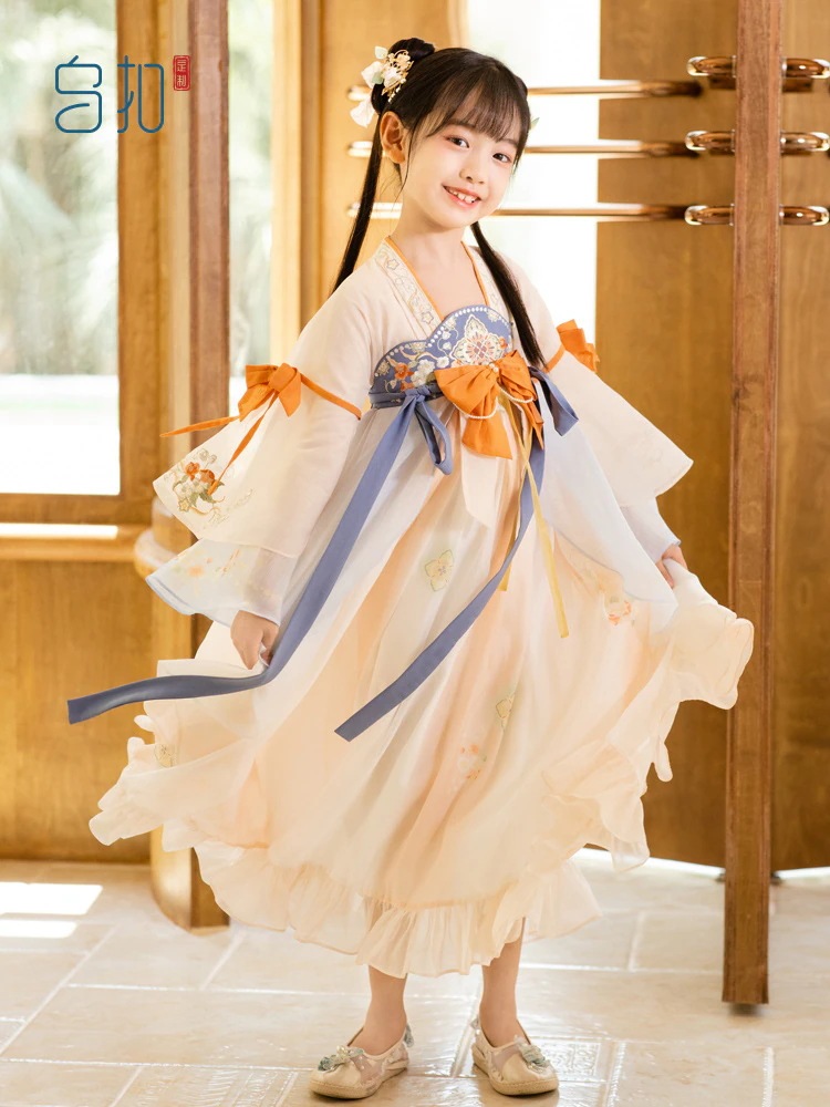 ボタン漢服女子児童超仙児童中仙気襦スカート古ワンピース