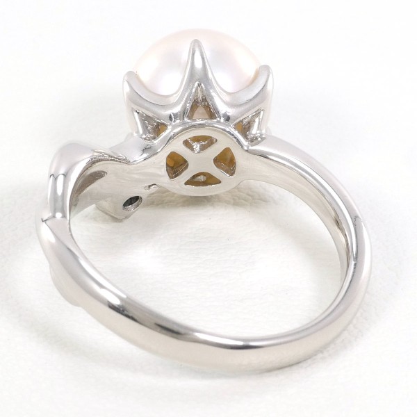 PT900 プラチナ リング 12号 パール(真珠) 約9mm ダイヤ 0.11 ジュエリー 中古 PT900 プラチナ リング 12号 パール(真珠) 約9mm ダイヤ 0.11 ジュエリー 中古
