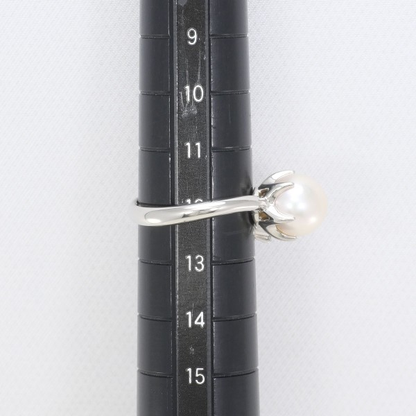 PT900 プラチナ リング 12号 パール(真珠) 約9mm ダイヤ 0.11 ジュエリー 中古 PT900 プラチナ リング 12号 パール(真珠) 約9mm ダイヤ 0.11 ジュエリー 中古