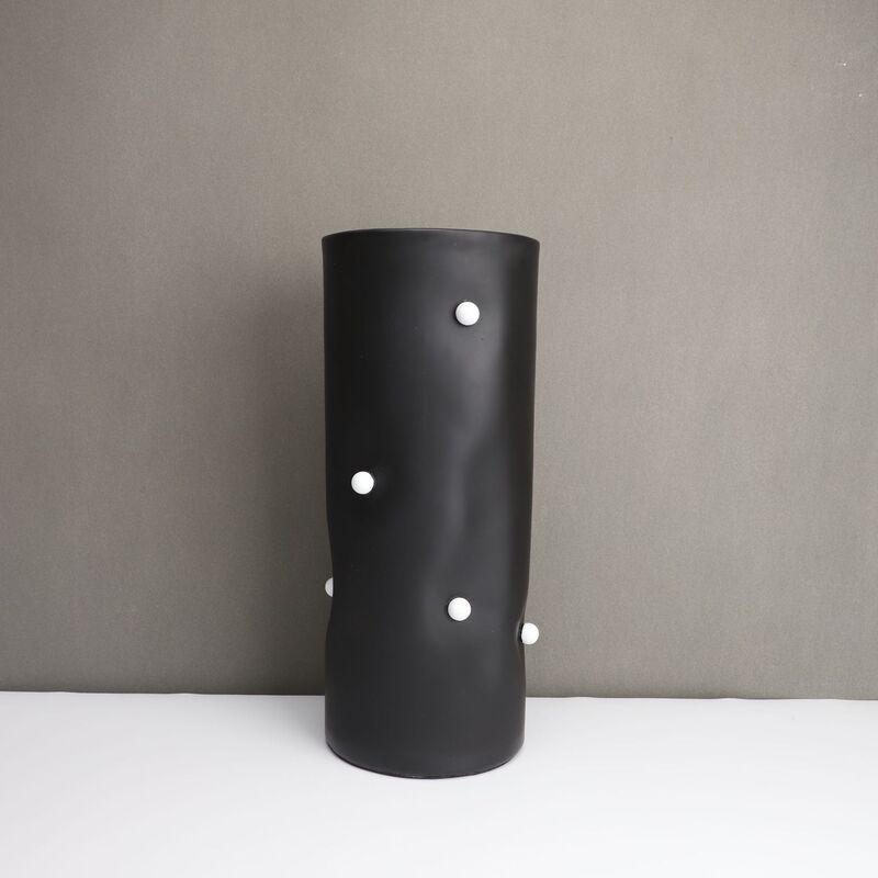 花瓶 ビーズ装飾 円柱 フラワーベース 花器 装飾 シンプル 生け花 造花 おしゃれ インテリア フラワースタンド 雑貨 ホワイト ブラック
