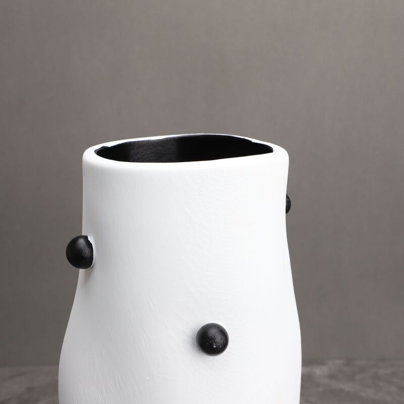 花瓶 ビーズ装飾 円柱 フラワーベース 花器 装飾 シンプル 生け花 造花 おしゃれ インテリア フラワースタンド 雑貨 ホワイト ブラック