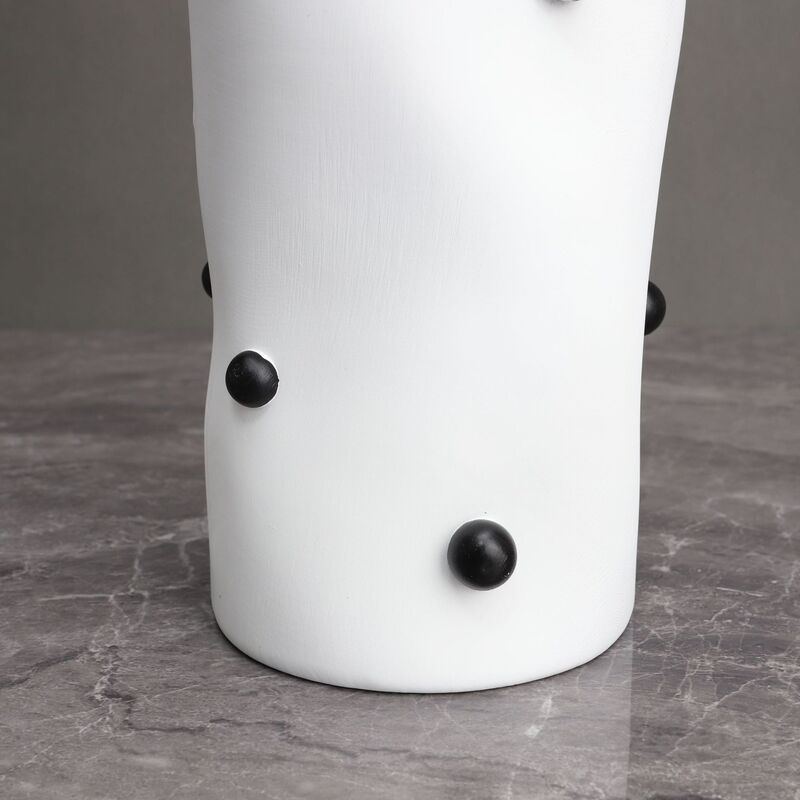 花瓶 ビーズ装飾 円柱 フラワーベース 花器 装飾 シンプル 生け花 造花 おしゃれ インテリア フラワースタンド 雑貨 ホワイト ブラック