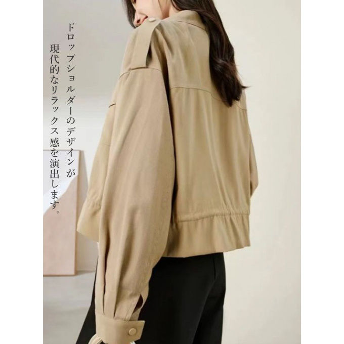 ジャケット レディース 長袖 無地 ショート丈 アウター スタンドカラー シングル 前開き スナップボタン 胸ポケット カジュアル ゴムでウエスト調整 コーデ おしゃれ 通勤 秋 秋服 秋物 春 春服 ジャケット レディース 長袖 無地 ショート丈 アウター スタンドカラー シングル 前開き スナップボタン 胸ポケット カジュアル ゴムでウエスト調整 コーデ おしゃれ 通勤 秋 秋服 秋物 春 春服