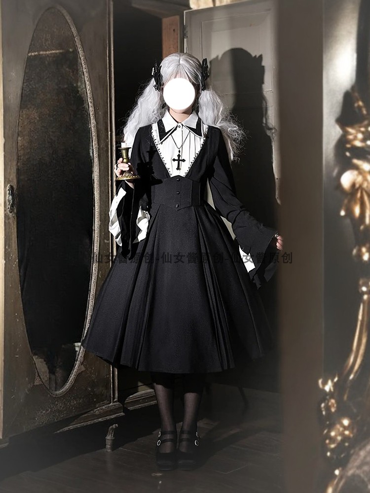 クロスプレイドロリータ 修道女風 サブカル ホスピタル ダークスタイル ゴシック ハロウィン ロリータ ドレス 000222 クロスプレイドロリータ 修道女風 サブカル ホスピタル ダークスタイル ゴシック ハロウィン ロリータ ドレス 000222