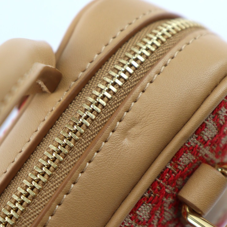 超美品 LOEWE ロエベ ハンドバッグ A039U96X02 アマソナ ナノ キャンバス カーフレザー レッド系 ライトブラウン系 ゴールド金具 2WAY チェーン ショルダ【本物保証】