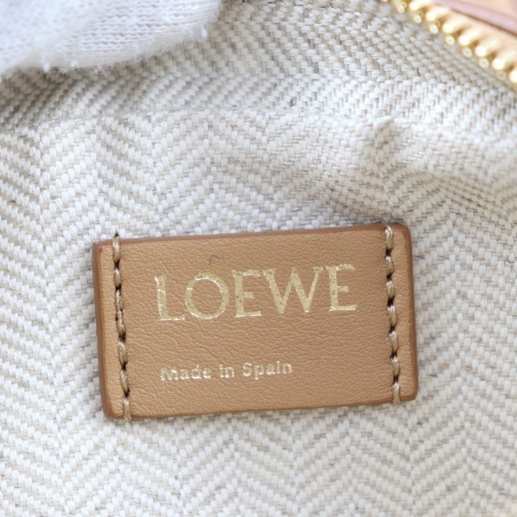 超美品 LOEWE ロエベ ハンドバッグ A039U96X02 アマソナ ナノ キャンバス カーフレザー レッド系 ライトブラウン系 ゴールド金具 2WAY チェーン ショルダ【本物保証】