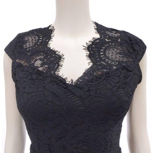 キャバドレス ナイトドレス ミディアムドレス タイト ノースリーブ ワンピース Vネック リボン アイラッシュレース 切り替え レディース グラシア