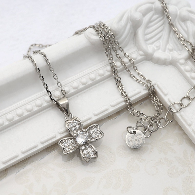 S925 花 フラワー ネックレス 銀 [fhns014-silver]