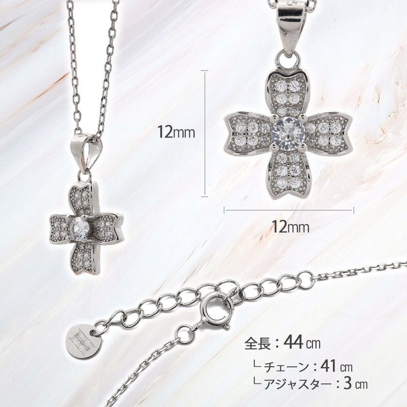 S925 花 フラワー ネックレス 銀 [fhns014-silver]