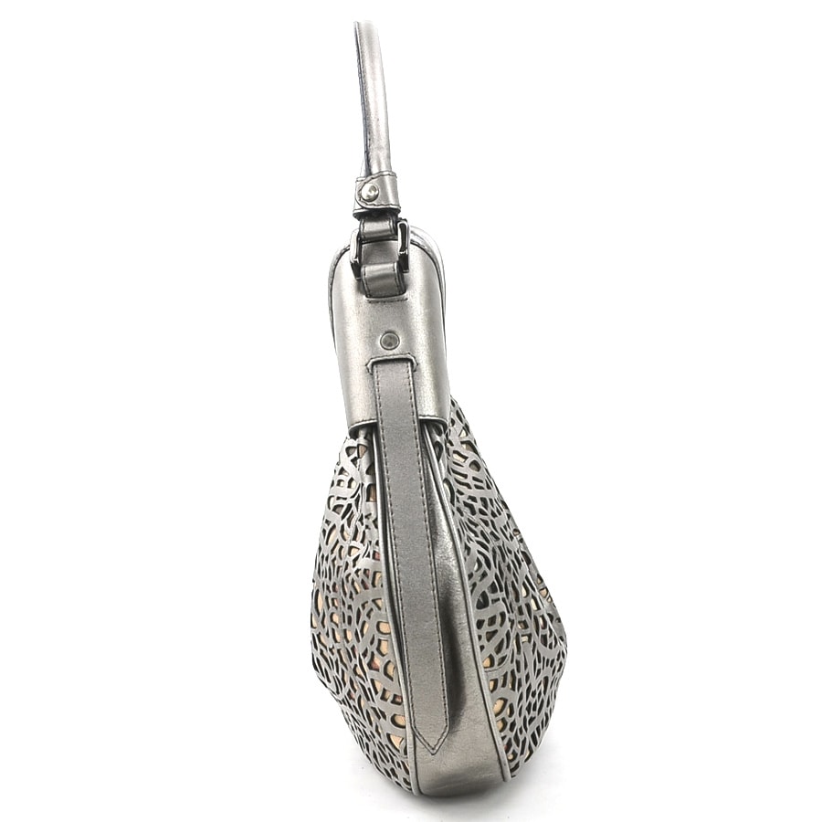 バーバリー BURBERRY ショルダーバッグ レザー/キャンバス メタリックグレー/ベージュ レディース e59932a