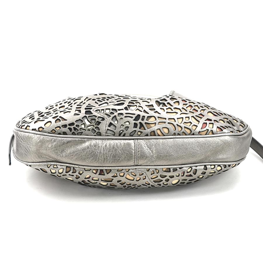 バーバリー BURBERRY ショルダーバッグ レザー/キャンバス メタリックグレー/ベージュ レディース e59932a