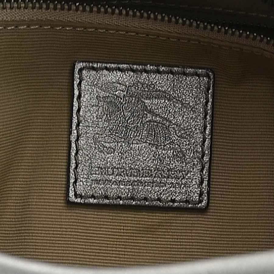 バーバリー BURBERRY ショルダーバッグ レザー/キャンバス メタリックグレー/ベージュ レディース e59932a