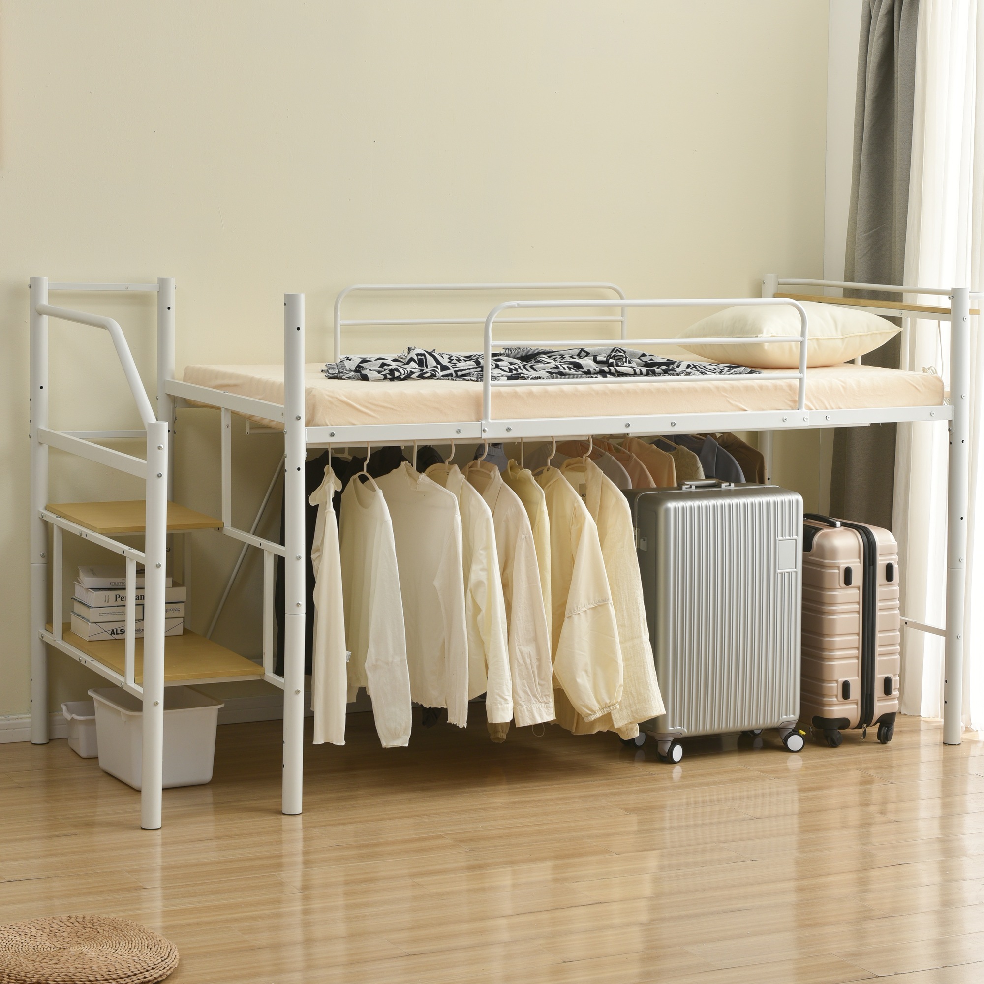 【パイプ床板・Sシングル】ロフトベッド パイプベッド シングル 耐荷重150kg 高さ130cm システムベッド ロータイプ 棚 収納 北欧風 大人 一人暮らし ハンガーポール4本付属 送料無料 ス 【パイプ床板・Sシングル】ロフトベッド パイプベッド シングル 耐荷重150kg 高さ130cm システムベッド ロータイプ 棚 収納 北欧風 大人 一人暮らし ハンガーポール4本付属 送料無料 ス