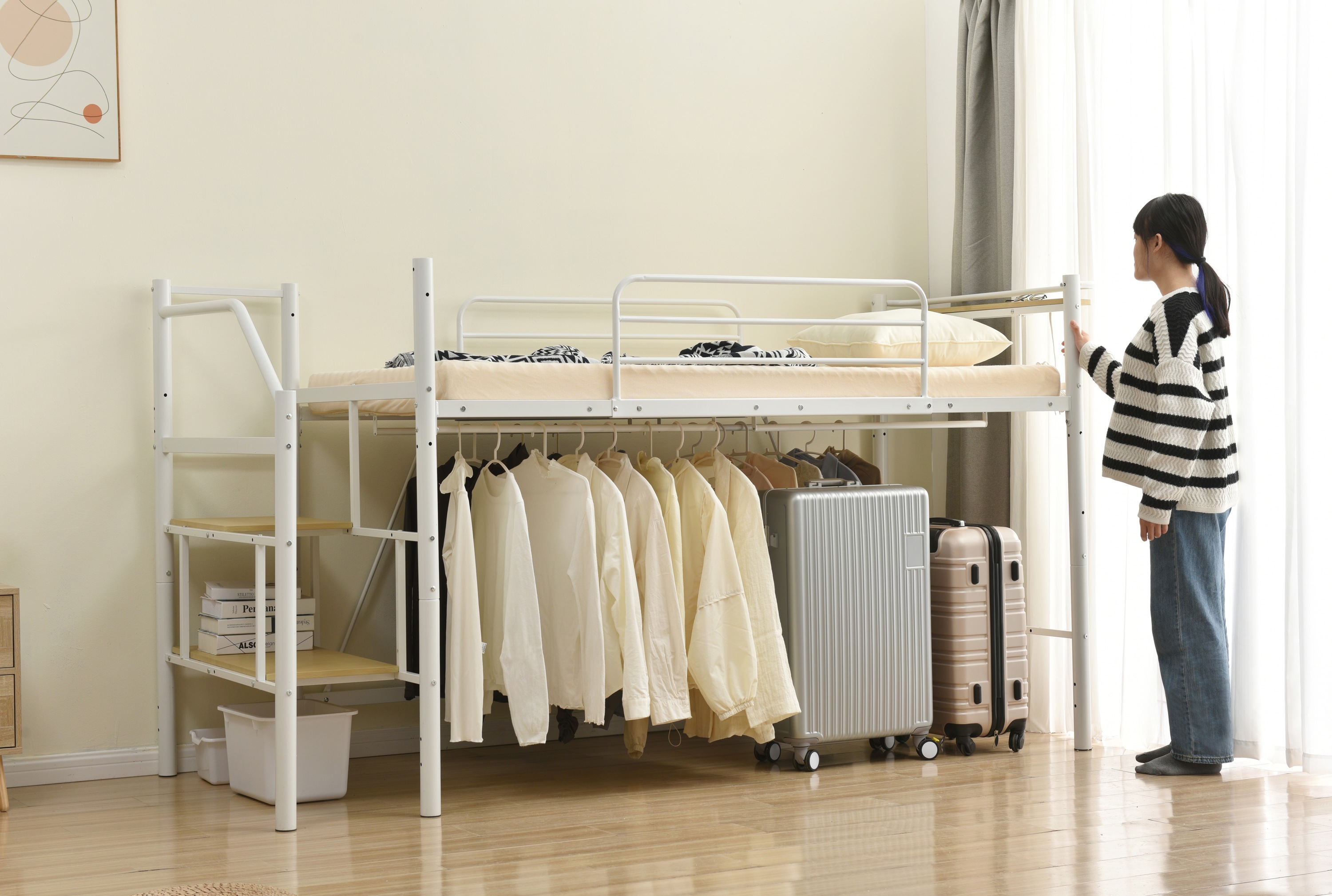 【パイプ床板・Sシングル】ロフトベッド パイプベッド シングル 耐荷重150kg 高さ130cm システムベッド ロータイプ 棚 収納 北欧風 大人 一人暮らし ハンガーポール4本付属 送料無料 ス 【パイプ床板・Sシングル】ロフトベッド パイプベッド シングル 耐荷重150kg 高さ130cm システムベッド ロータイプ 棚 収納 北欧風 大人 一人暮らし ハンガーポール4本付属 送料無料 ス