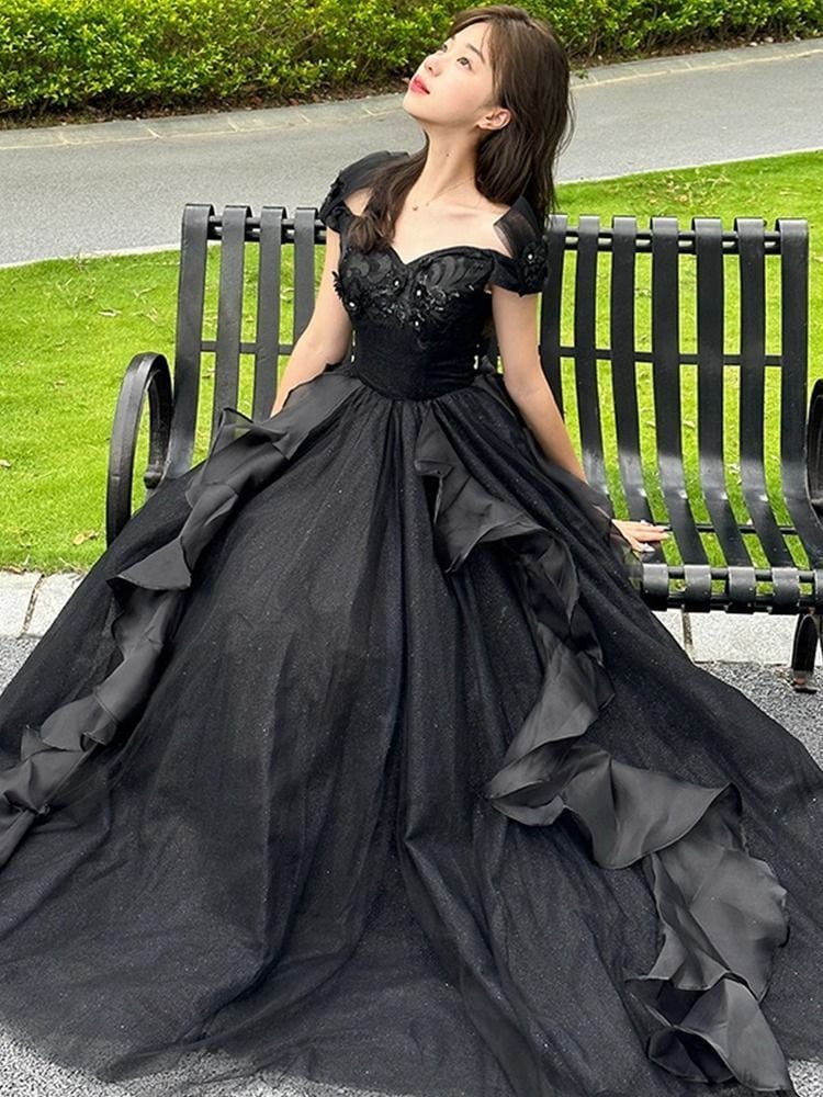 女性のための黒のイブニングドレス2025ハイエンドスタイルの音楽と音楽試験成人式ドレス 女性のための黒のイブニングドレス2025ハイエンドスタイルの音楽と音楽試験成人式ドレス