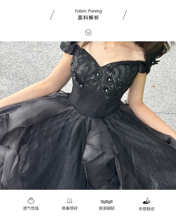 女性のための黒のイブニングドレス2025ハイエンドスタイルの音楽と音楽試験成人式ドレス 女性のための黒のイブニングドレス2025ハイエンドスタイルの音楽と音楽試験成人式ドレス