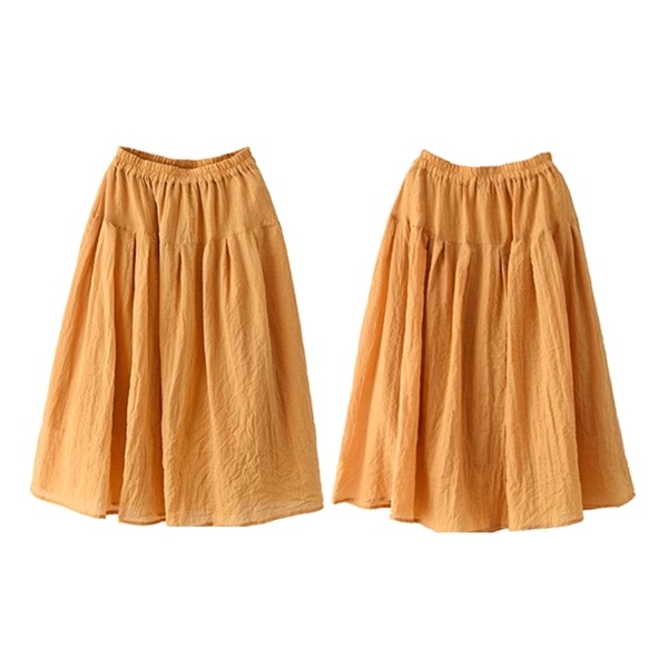 全５色 ロングスイングスカート レディース スカート フレアスカート ロングスカート 膝下 ロング ワイド フレア Aライン 裾ワイド フェミニン ウエストゴム 綿 麻 かわいい 大人可愛い