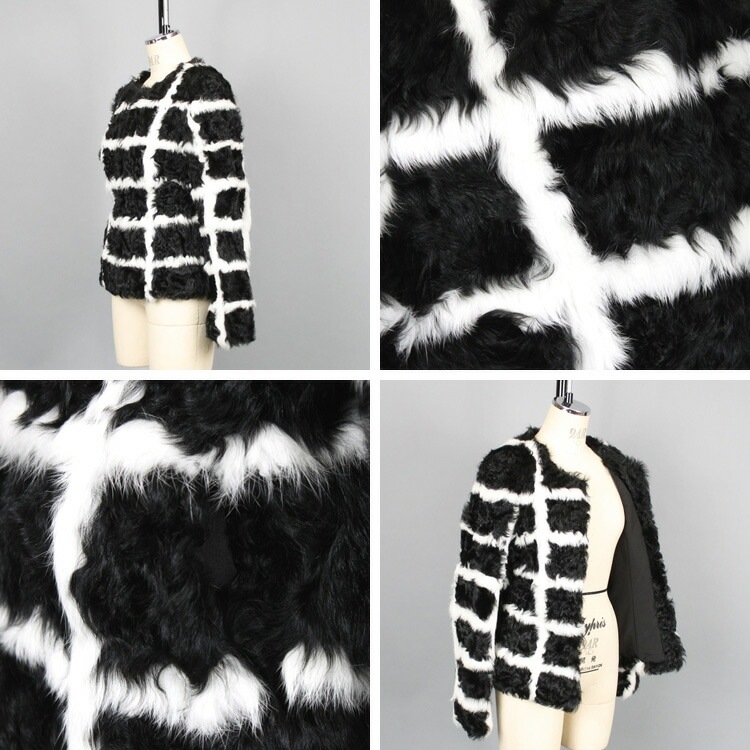 カルガンラム ファー ジャケット 格子 ノーカラー 送料無料 レディース ギフト プレゼント カルガンラム ファー ジャケット 格子 ノーカラー 送料無料 レディース ギフト プレゼント