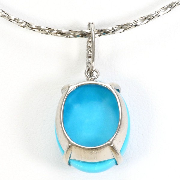 K18 18金 WG ホワイトゴールド ネックレス ターコイズ ダイヤ 0.04