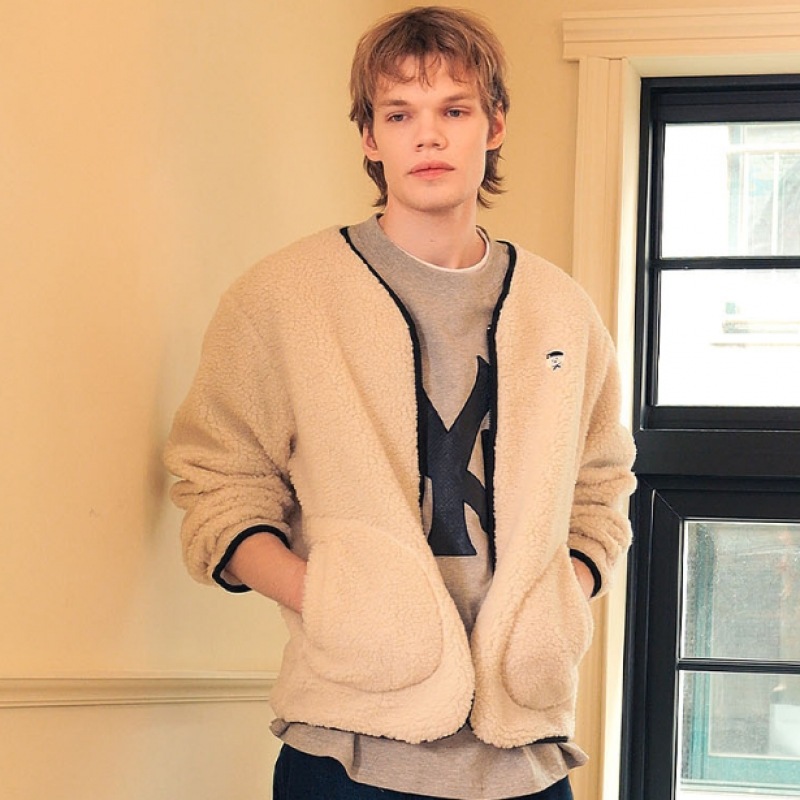 ビヨンドクローゼットニューパリジャンエコパープルフリースジップアップジャンパーアイボリー