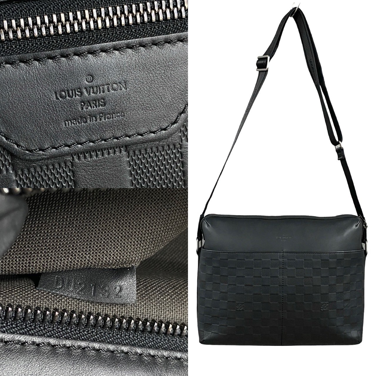 カリプソ MM ダミエ アンフィニショルダーバッグ レザー ブラック 506-7 カリプソ MM ダミエ アンフィニショルダーバッグ レザー ブラック 506-7