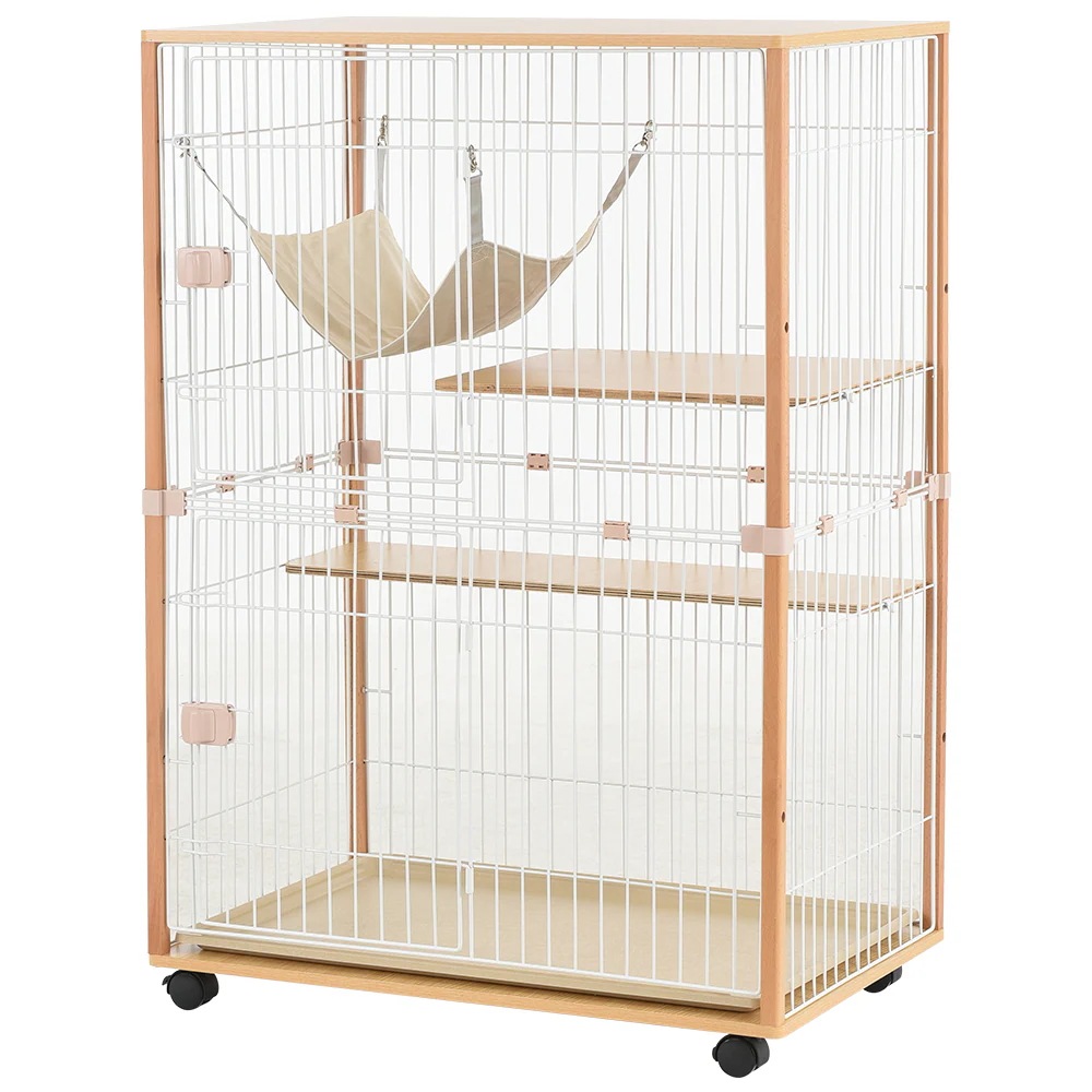1431猫 キャットケージ 木製 キャットハウス ネコ ハウス 留守番 保護 脱走防止 多頭飼い 多頭 スチール 二段(チーク) 1431猫 キャットケージ 木製 キャットハウス ネコ ハウス 留守番 保護 脱走防止 多頭飼い 多頭 スチール 二段(チーク)