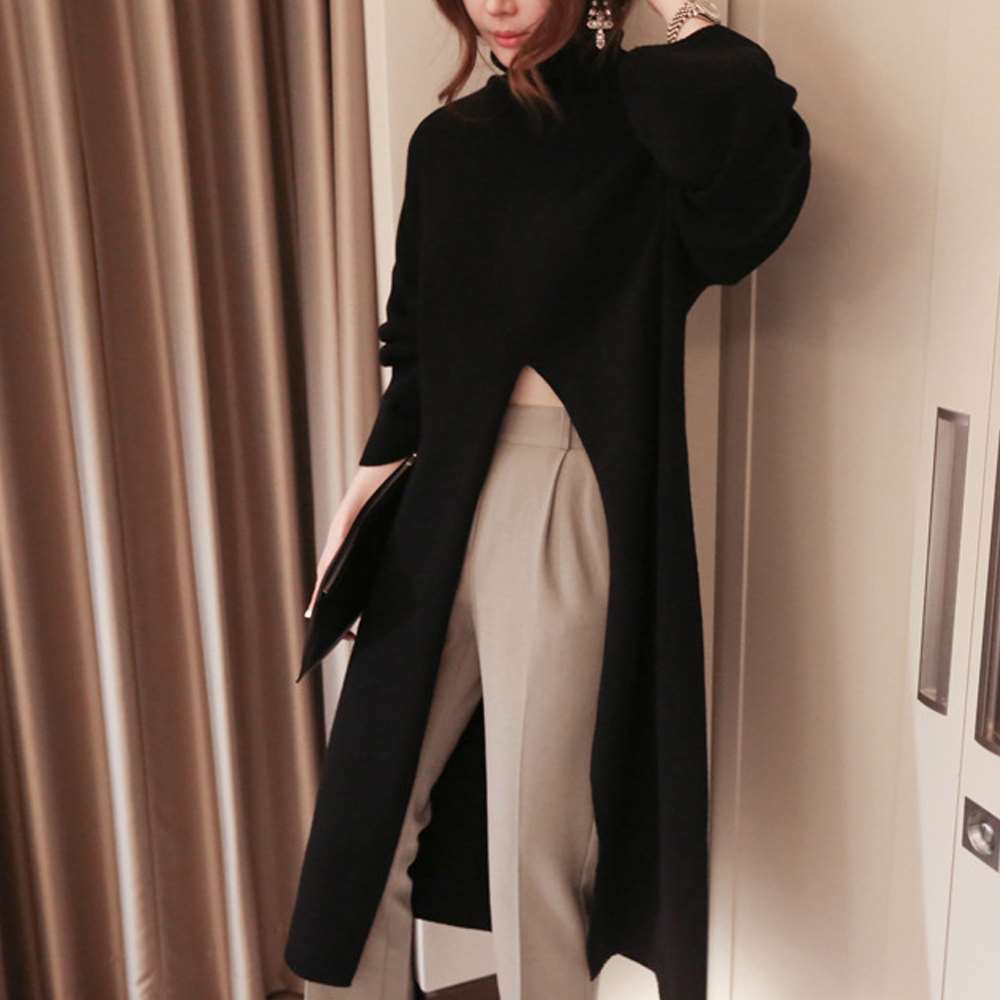 ニットワンピース スリット入り 妊婦服
