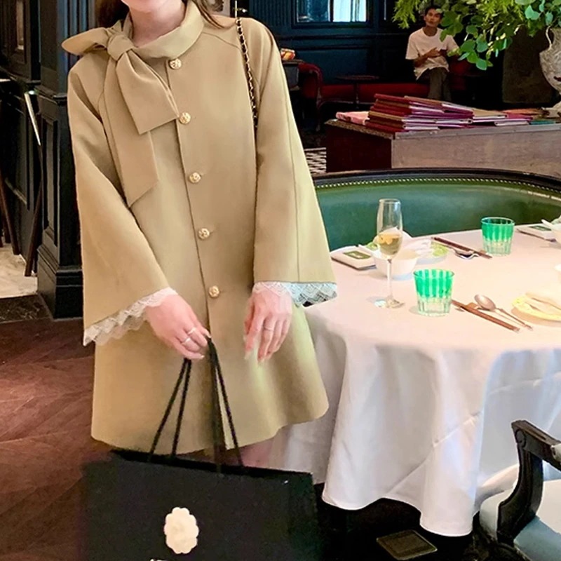 気品フレンチ令嬢風リボンリボンパーカコート女小柄高級感コート早着ファッション 気品フレンチ令嬢風リボンリボンパーカコート女小柄高級感コート早着ファッション