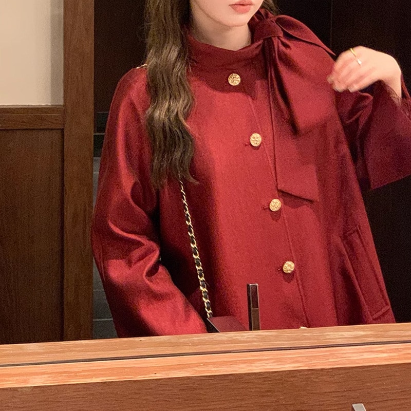 気品フレンチ令嬢風リボンリボンパーカコート女小柄高級感コート早着ファッション 気品フレンチ令嬢風リボンリボンパーカコート女小柄高級感コート早着ファッション