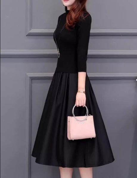 フェイクツーピース レディース ワンピース ニット プルオーバー 膝丈 ミモレ 長袖 ラウンドネック Aライン 切り替え ドッキング フェミニン フリル ポケット ハイウエスト かわいい 大人可愛い フェイクツーピース レディース ワンピース ニット プルオーバー 膝丈 ミモレ 長袖 ラウンドネック Aライン 切り替え ドッキング フェミニン フリル ポケット ハイウエスト かわいい 大人可愛い