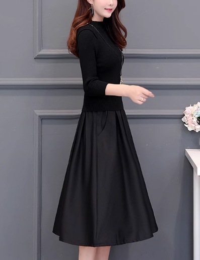 フェイクツーピース レディース ワンピース ニット プルオーバー 膝丈 ミモレ 長袖 ラウンドネック Aライン 切り替え ドッキング フェミニン フリル ポケット ハイウエスト かわいい 大人可愛い フェイクツーピース レディース ワンピース ニット プルオーバー 膝丈 ミモレ 長袖 ラウンドネック Aライン 切り替え ドッキング フェミニン フリル ポケット ハイウエスト かわいい 大人可愛い