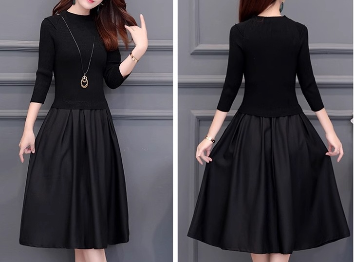 フェイクツーピース レディース ワンピース ニット プルオーバー 膝丈 ミモレ 長袖 ラウンドネック Aライン 切り替え ドッキング フェミニン フリル ポケット ハイウエスト かわいい 大人可愛い フェイクツーピース レディース ワンピース ニット プルオーバー 膝丈 ミモレ 長袖 ラウンドネック Aライン 切り替え ドッキング フェミニン フリル ポケット ハイウエスト かわいい 大人可愛い