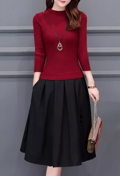 フェイクツーピース レディース ワンピース ニット プルオーバー 膝丈 ミモレ 長袖 ラウンドネック Aライン 切り替え ドッキング フェミニン フリル ポケット ハイウエスト かわいい 大人可愛い フェイクツーピース レディース ワンピース ニット プルオーバー 膝丈 ミモレ 長袖 ラウンドネック Aライン 切り替え ドッキング フェミニン フリル ポケット ハイウエスト かわいい 大人可愛い
