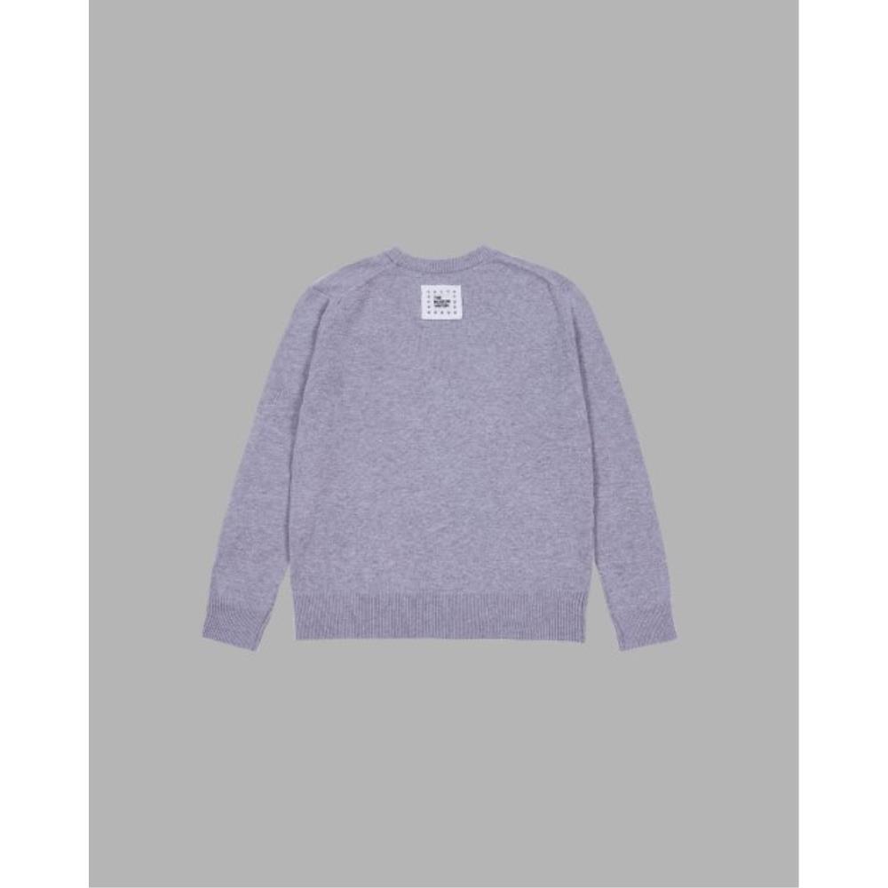 THE MUSEUM VISITOR US HEART PATCH STITCHED KNIT GREY 102 THE MUSEUM VISITOR US HEART PATCH STITCHED KNIT GREY 102