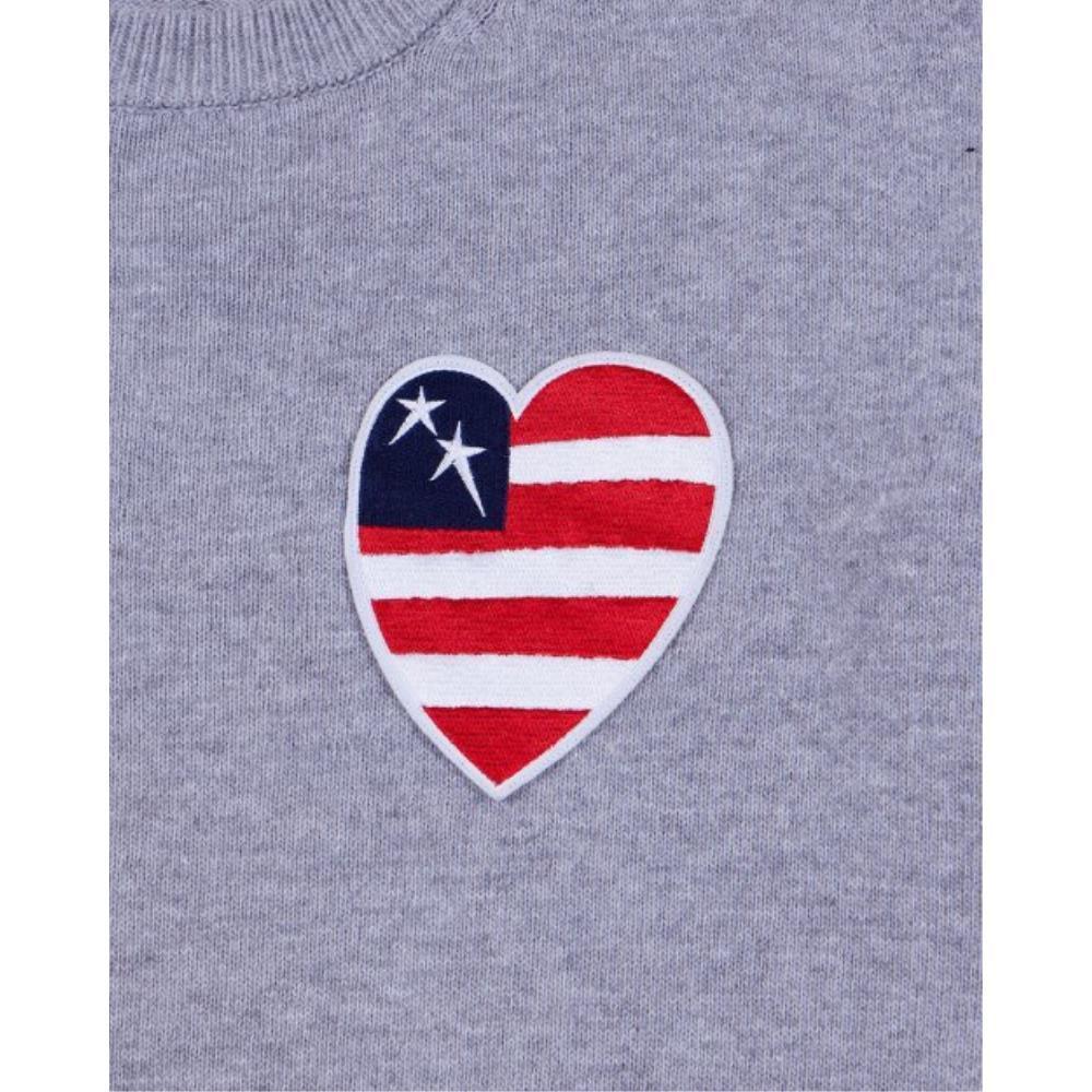 THE MUSEUM VISITOR US HEART PATCH STITCHED KNIT GREY 102 THE MUSEUM VISITOR US HEART PATCH STITCHED KNIT GREY 102