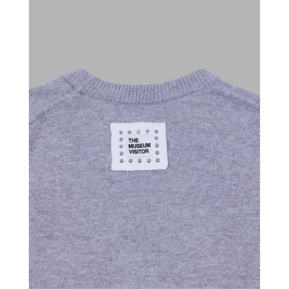THE MUSEUM VISITOR US HEART PATCH STITCHED KNIT GREY 102 THE MUSEUM VISITOR US HEART PATCH STITCHED KNIT GREY 102