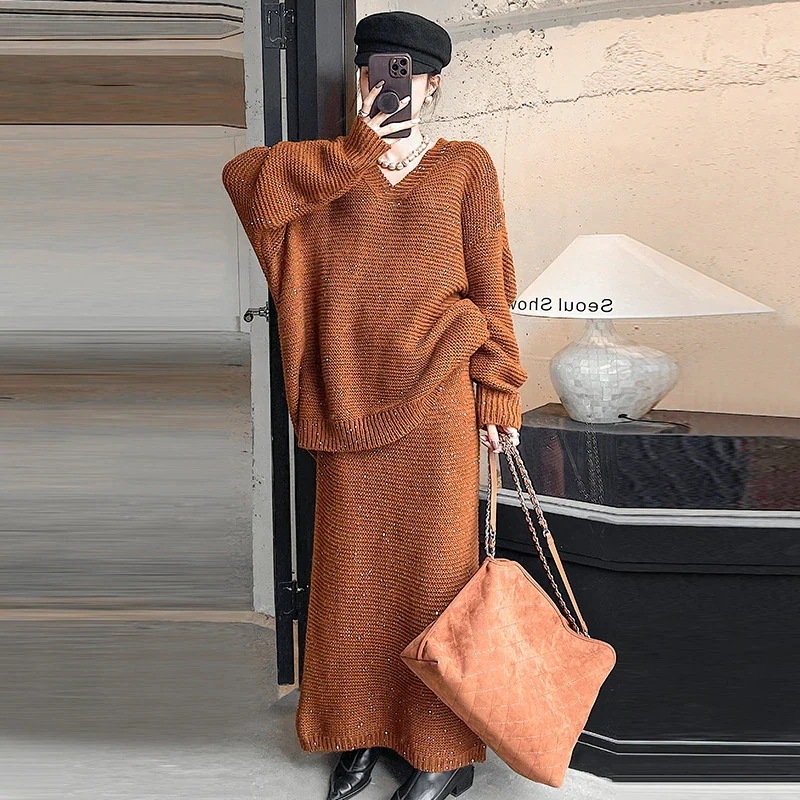 2024新作 おしゃれ カジュアル セットアップ レディース 秋冬 ニットセット セーター ロングスカート 二点セット mdprevattcaulkingandwaterproofing.com